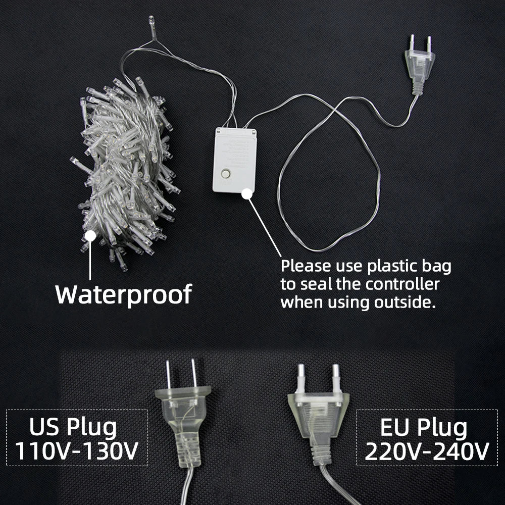 Christmas Lights 5M 10M 20M 30M 50M 100M Led String Fairy Light 8 Modes Christmas Lights For Wedding Party Holiday Lights