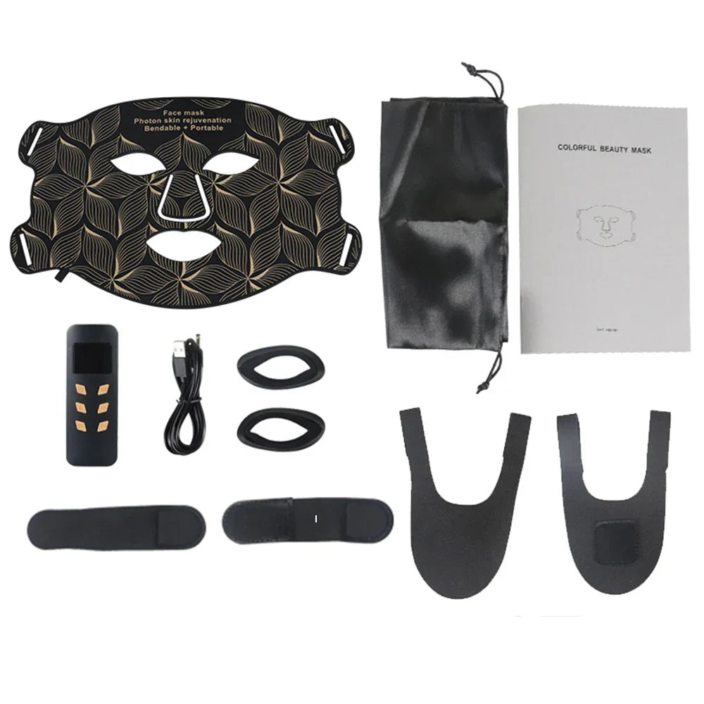 LED 8 Colors Face Mask and Neck Red Light  Near Infrared Therapy Anti Aging Wrinkle Acne Pore Oil Control Skin Tighten Whiten