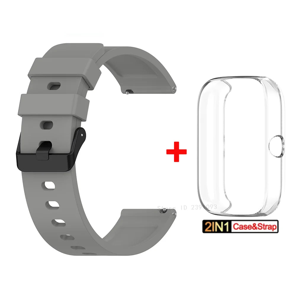 For Amazfit Bip 3 Silicone Strap+TPU Case Cover Wristband Bracelet for Huami Amazfit Bip 3 Bip3 Pro Watch Strap SmartWatch Case
