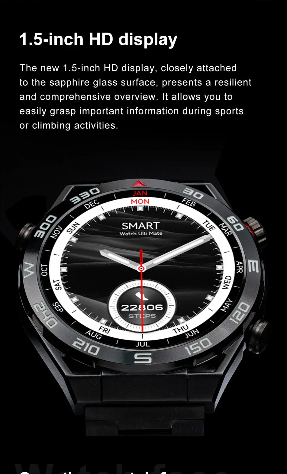New Compass Smart Watch Men GPS Sport Track Fitness Watches Outdoor Compass Bluetooth Call HD Full Touch Screen NFC Smartwatch
