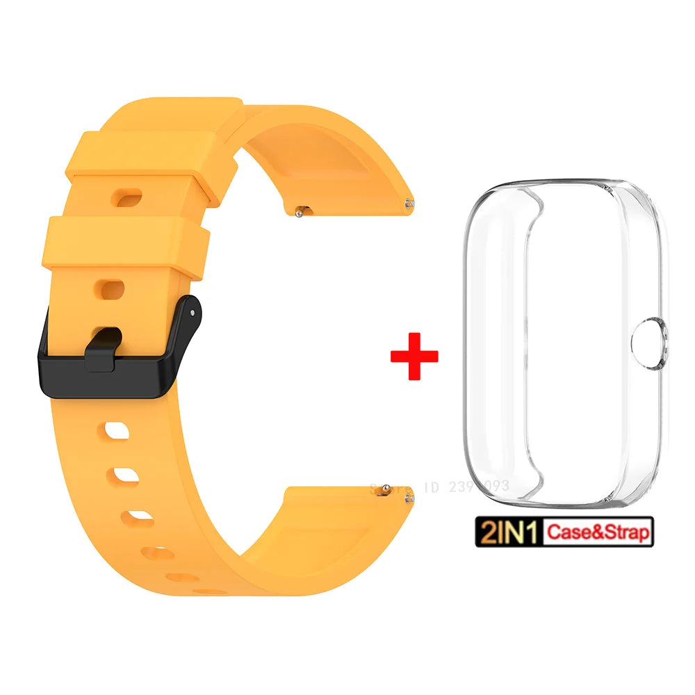 For Amazfit Bip 3 Silicone Strap+TPU Case Cover Wristband Bracelet for Huami Amazfit Bip 3 Bip3 Pro Watch Strap SmartWatch Case