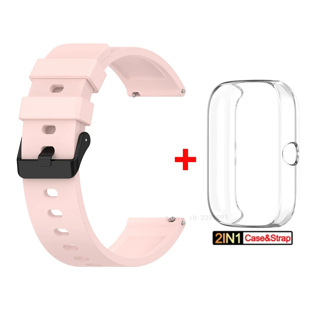 For Amazfit Bip 3 Silicone Strap+TPU Case Cover Wristband Bracelet for Huami Amazfit Bip 3 Bip3 Pro Watch Strap SmartWatch Case