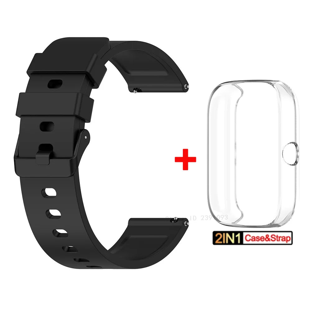 For Amazfit Bip 3 Silicone Strap+TPU Case Cover Wristband Bracelet for Huami Amazfit Bip 3 Bip3 Pro Watch Strap SmartWatch Case