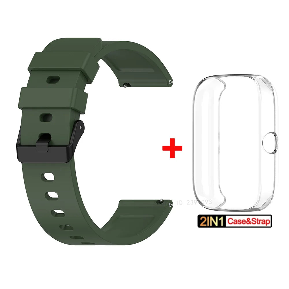 For Amazfit Bip 3 Silicone Strap+TPU Case Cover Wristband Bracelet for Huami Amazfit Bip 3 Bip3 Pro Watch Strap SmartWatch Case