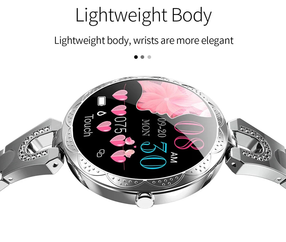 Fashion Ladies Smart Watch Luxury Women Bluetooth Wristband Waterproof Blood Pressure Fitness Tracker Bracelet Crystal Watch