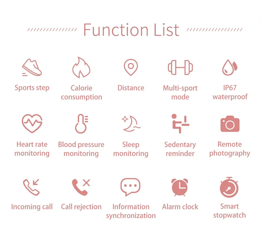 Fashion Ladies Smart Watch Luxury Women Bluetooth Wristband Waterproof Blood Pressure Fitness Tracker Bracelet Crystal Watch