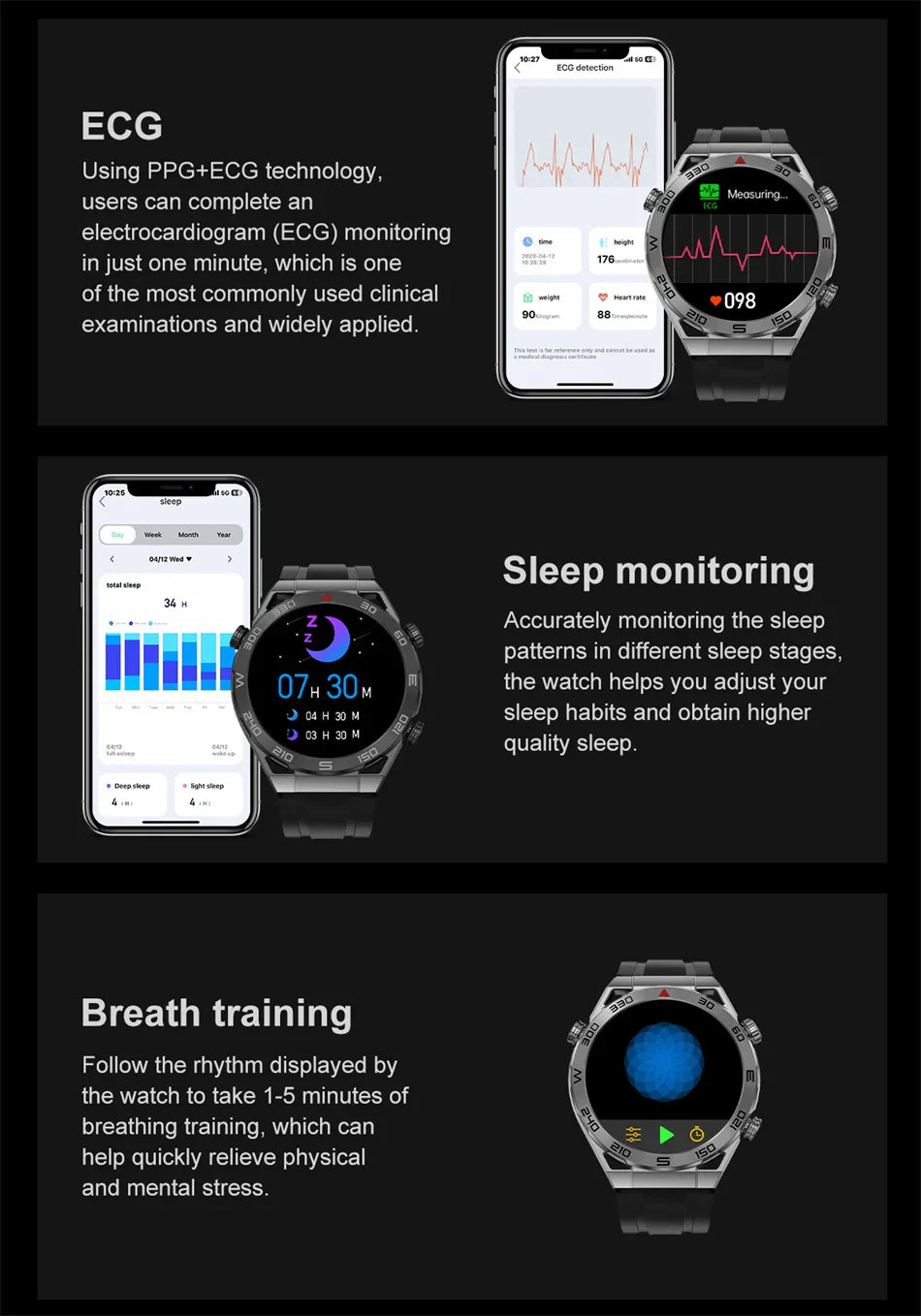 New Compass Smart Watch Men GPS Sport Track Fitness Watches Outdoor Compass Bluetooth Call HD Full Touch Screen NFC Smartwatch