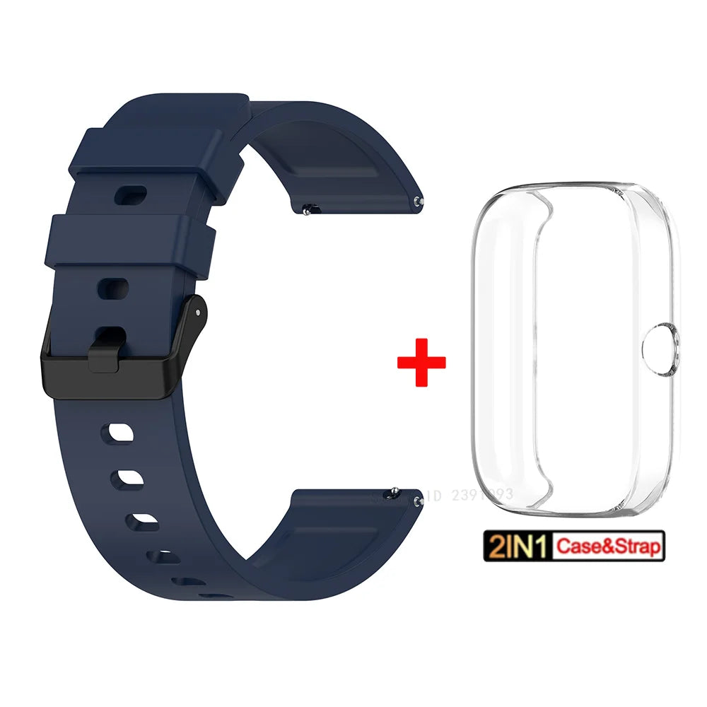 For Amazfit Bip 3 Silicone Strap+TPU Case Cover Wristband Bracelet for Huami Amazfit Bip 3 Bip3 Pro Watch Strap SmartWatch Case