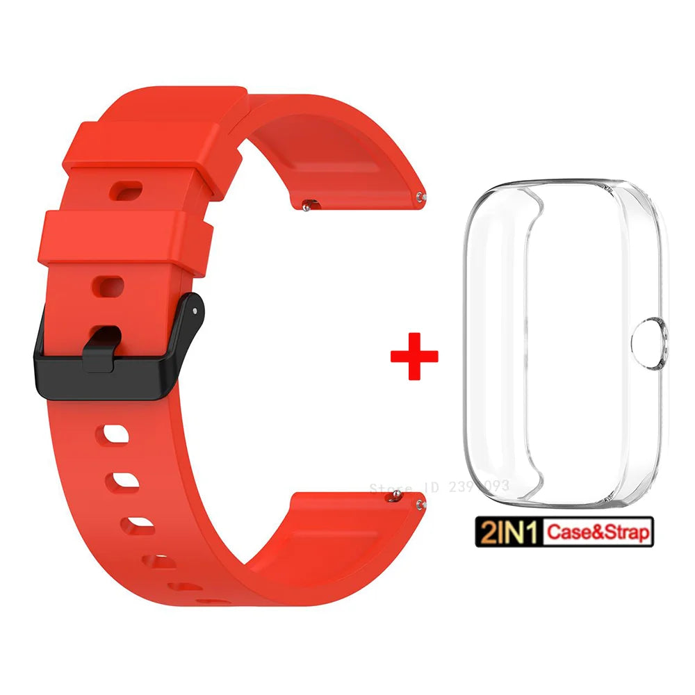 For Amazfit Bip 3 Silicone Strap+TPU Case Cover Wristband Bracelet for Huami Amazfit Bip 3 Bip3 Pro Watch Strap SmartWatch Case