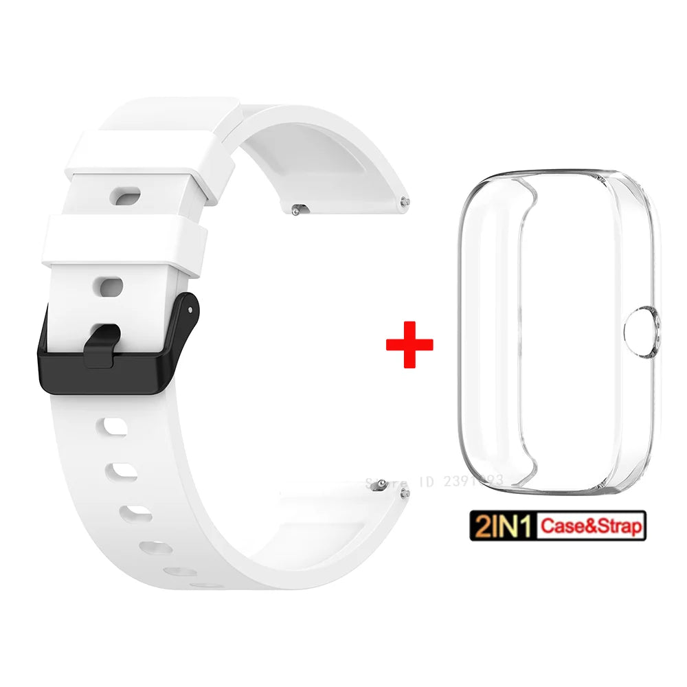For Amazfit Bip 3 Silicone Strap+TPU Case Cover Wristband Bracelet for Huami Amazfit Bip 3 Bip3 Pro Watch Strap SmartWatch Case