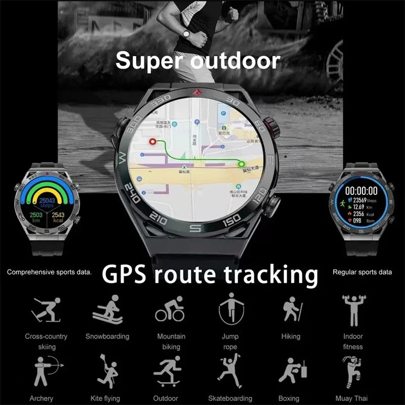 New Compass Smart Watch Men GPS Sport Track Fitness Watches Outdoor Compass Bluetooth Call HD Full Touch Screen NFC Smartwatch