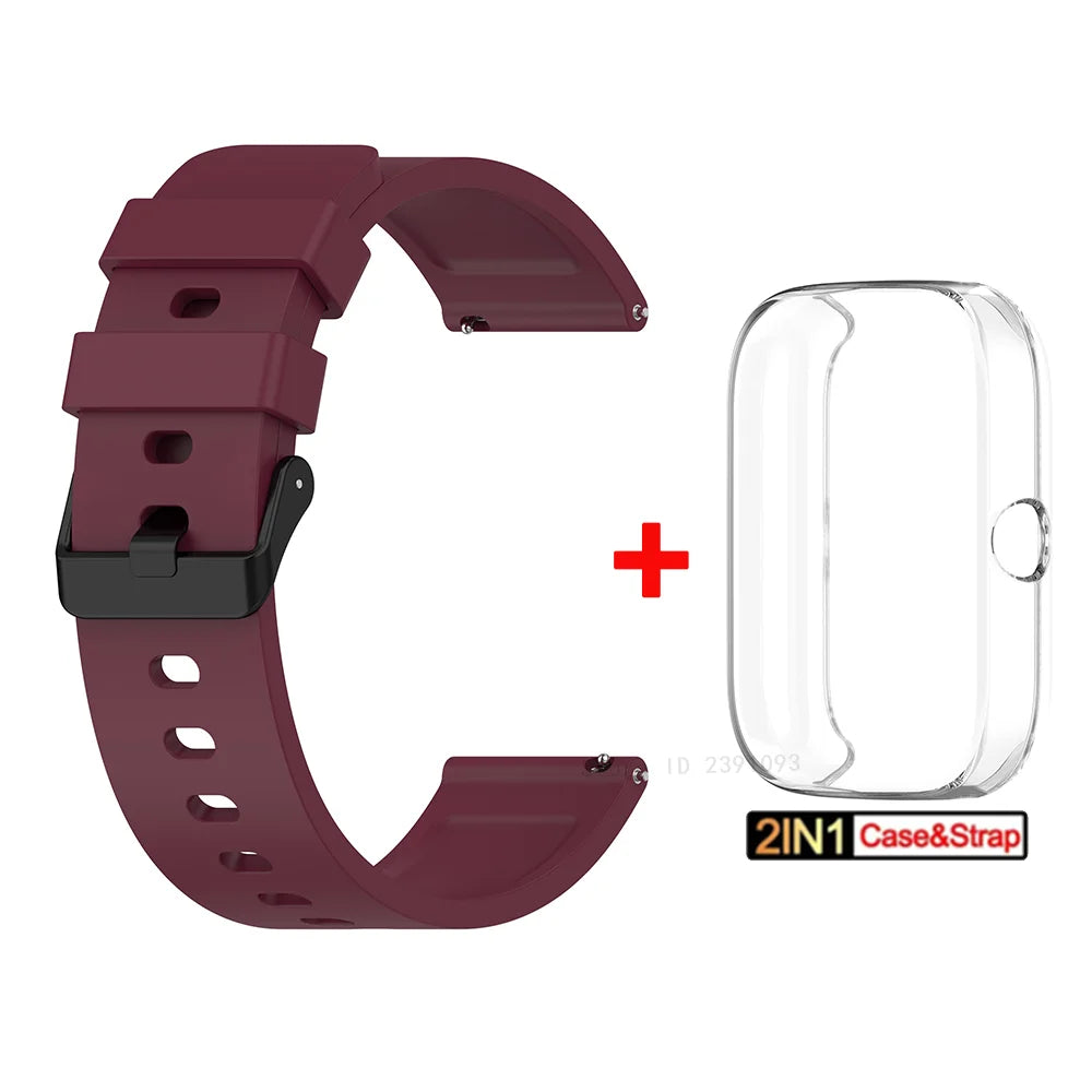 For Amazfit Bip 3 Silicone Strap+TPU Case Cover Wristband Bracelet for Huami Amazfit Bip 3 Bip3 Pro Watch Strap SmartWatch Case