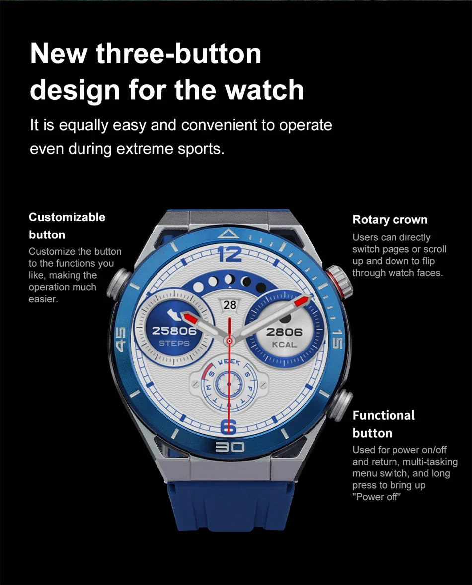 New Compass Smart Watch Men GPS Sport Track Fitness Watches Outdoor Compass Bluetooth Call HD Full Touch Screen NFC Smartwatch